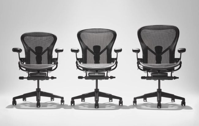 siège de bureau Aeron disponible en différentes tailles : a b et c
