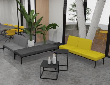 banquettes pour salle d'attente bicolore jaune et gris