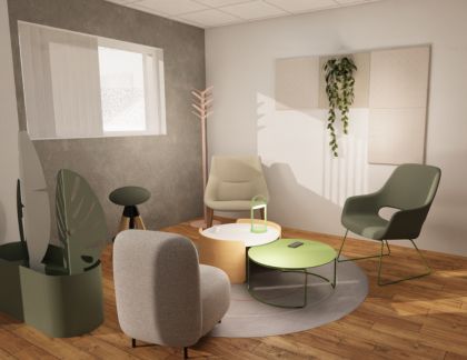 salle d'attente avec fauteuil d'accueil professionnel individuel