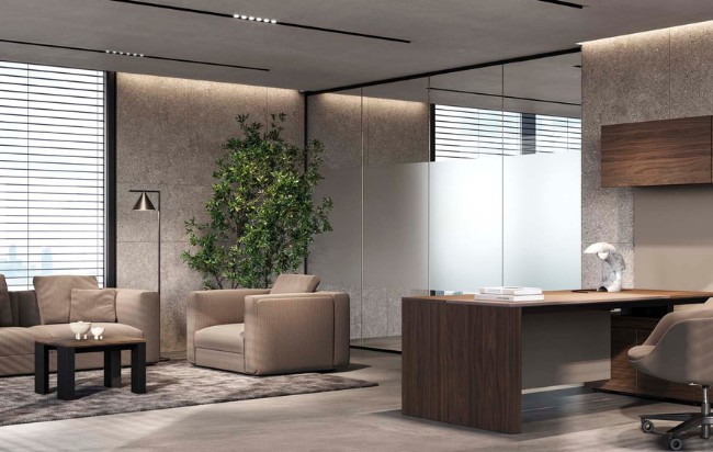 espace lounge dans un bureau de direction minimaliste